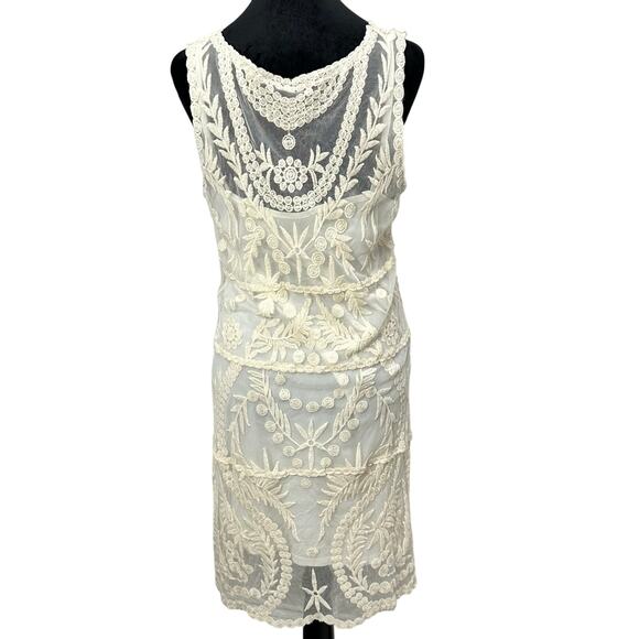 Express Ivory Lace Tank Dress Small S/M Victorian Chic Lined Cotton Knee Length - Picture 2 of 8